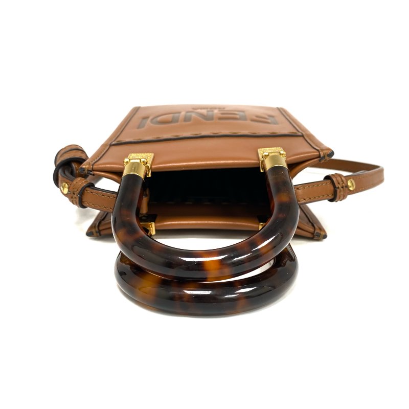 ☆ Fendi 芬迪 Brown Calfskin Sunshine Logo 2 Way Bag 8BS051 啡色小牛皮兩用袋 - 267000941-13