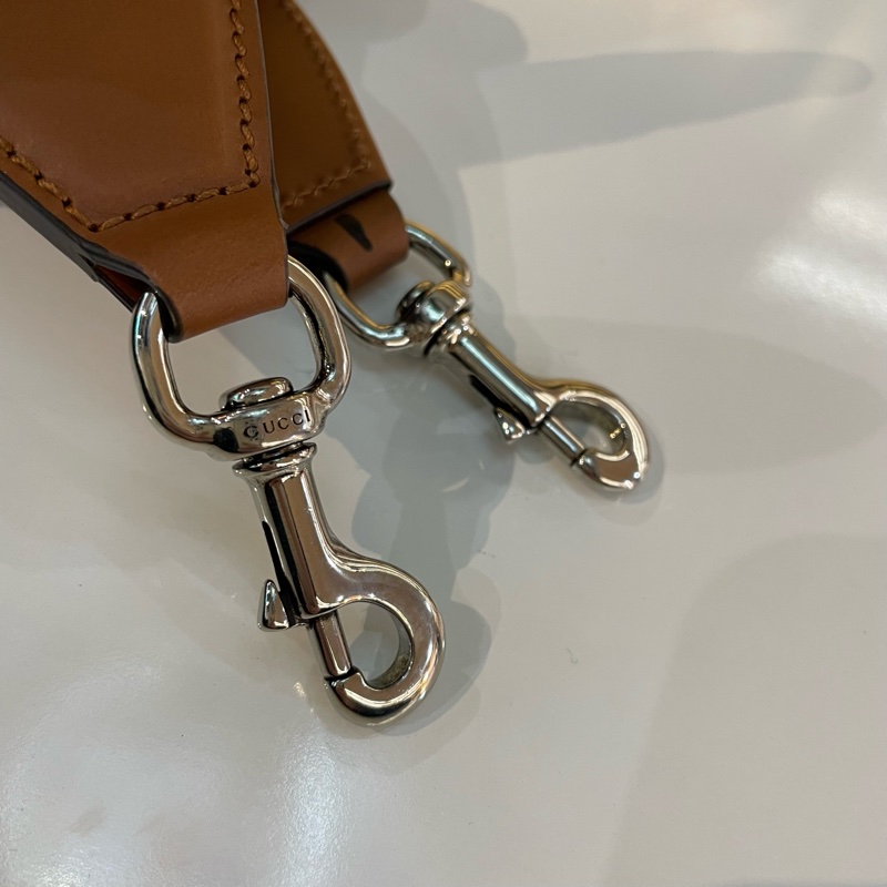 GUCCI古驰 满印logo 棕色全皮托特tote包 配件肩带 黑标-15