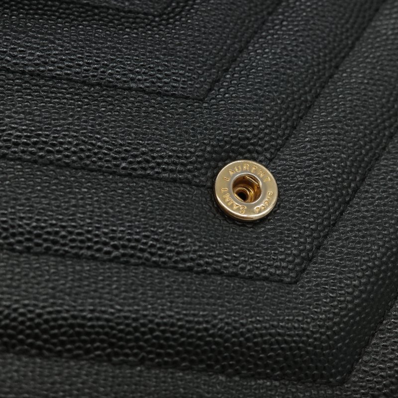 Saint Laurent 聖羅蘭  Cassandre WOC 黑色顆粒紋牛皮 金扣 鏈帶包 斜背包-11