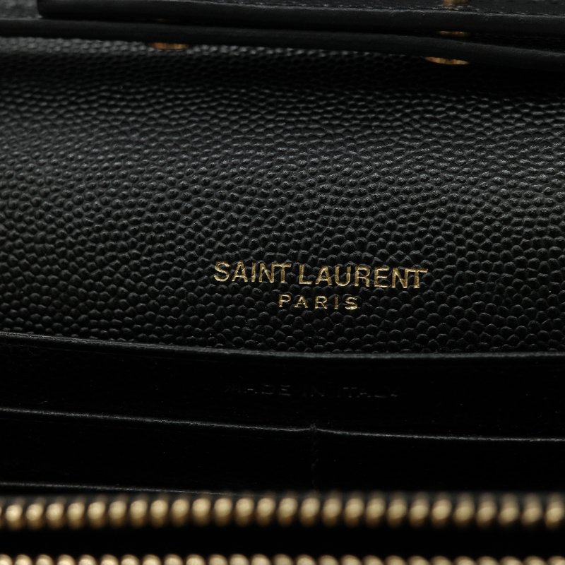 Saint Laurent 聖羅蘭  Cassandre WOC 黑色顆粒紋牛皮 金扣 鏈帶包 斜背包-12