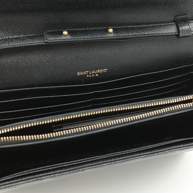 Saint Laurent 聖羅蘭  Cassandre WOC 黑色顆粒紋牛皮 金扣 鏈帶包 斜背包-14