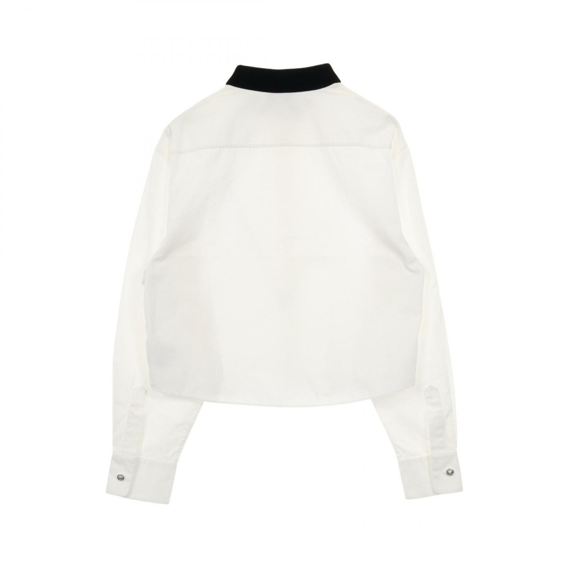 香奈兒獅子紐扣襯衫上衣 #36 純棉白色黑色二手女襯衫-1