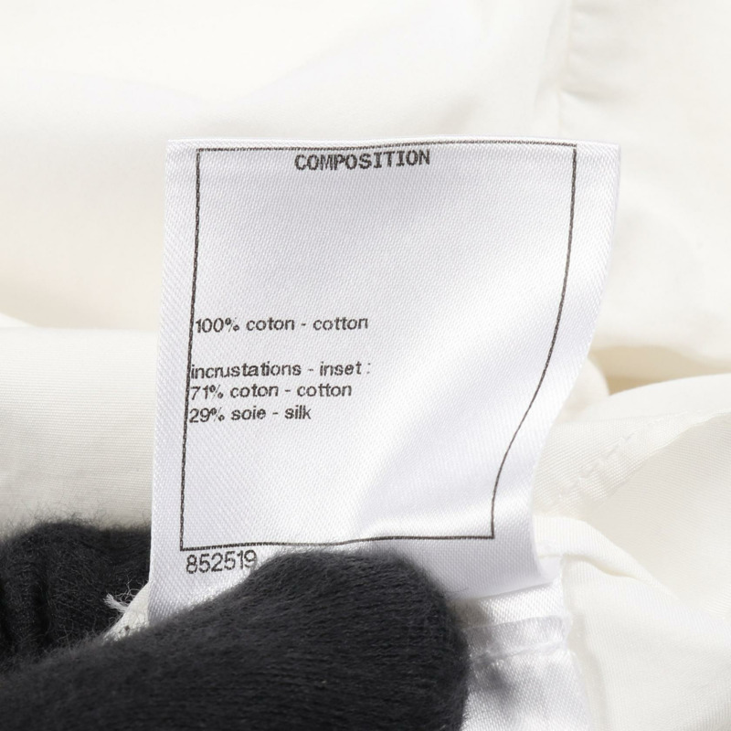 香奈兒獅子紐扣襯衫上衣 #36 純棉白色黑色二手女襯衫-3