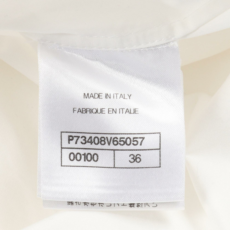 香奈兒獅子紐扣襯衫上衣 #36 純棉白色黑色二手女襯衫-4