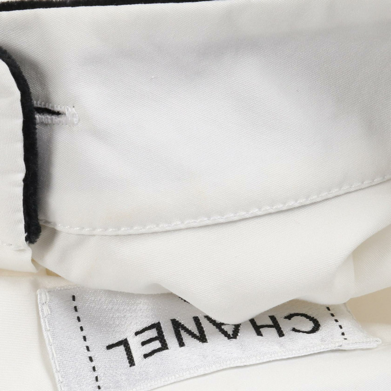 香奈兒獅子紐扣襯衫上衣 #36 純棉白色黑色二手女襯衫-5