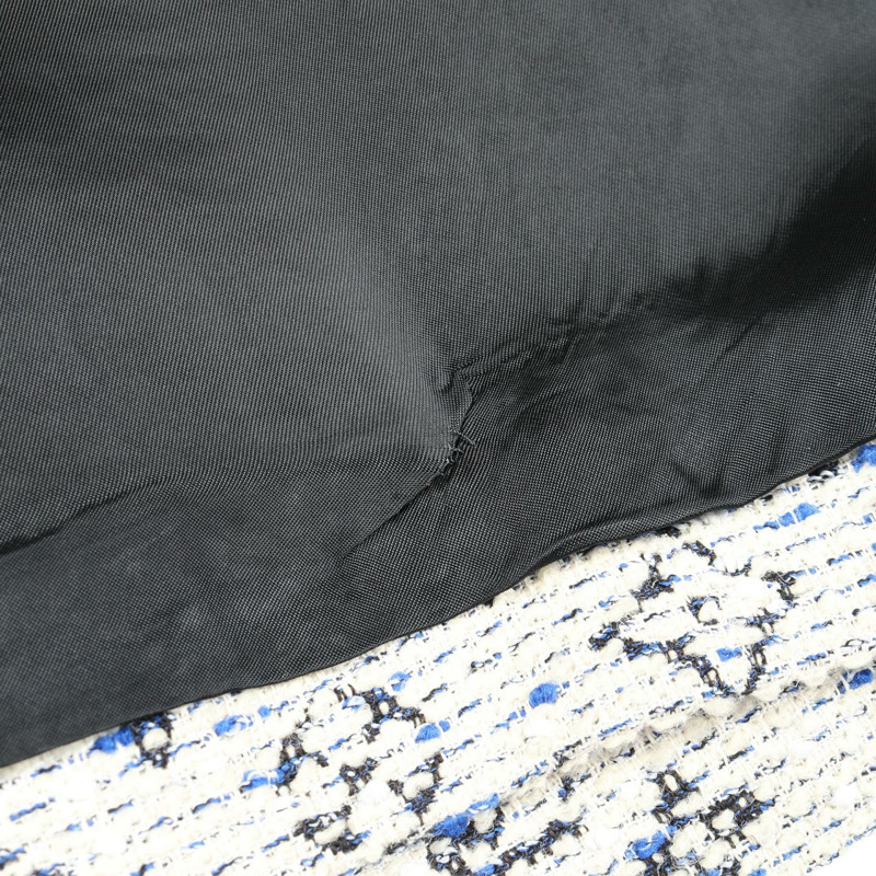 路易威登 Monogram 無袖連身裙 #36 棉質人造絲羊毛混紡 米色/藍色 二手 LV-5