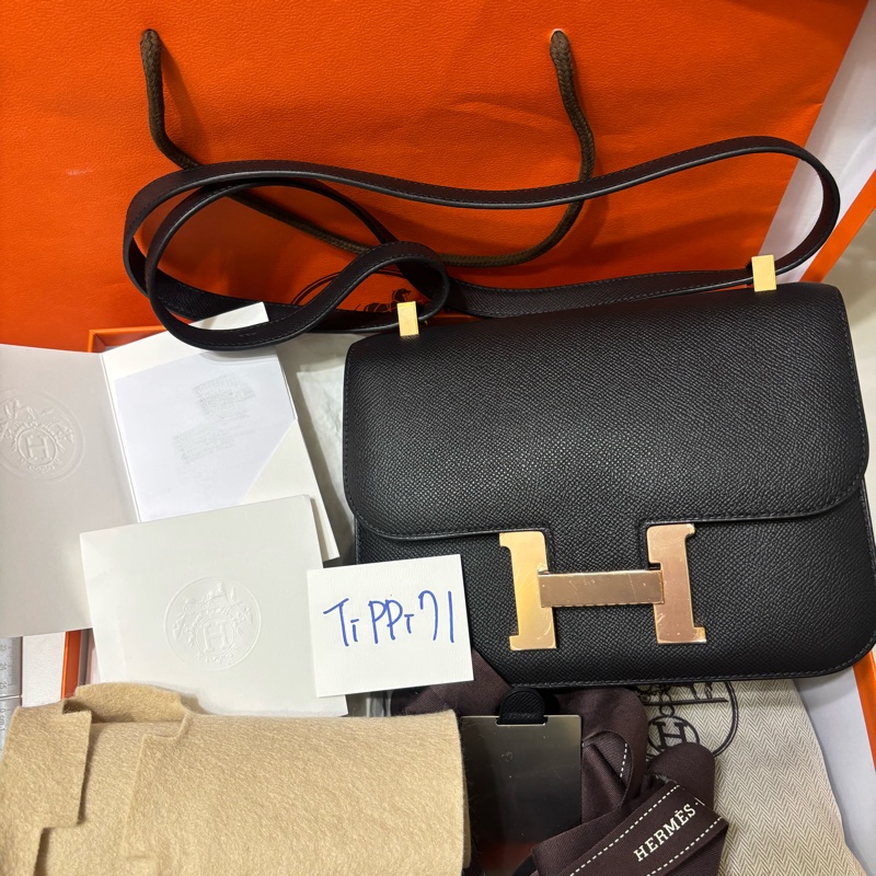 Hermès Constance 愛馬仕 24 康康24 新版 單層 黑玫瑰金 k刻-0