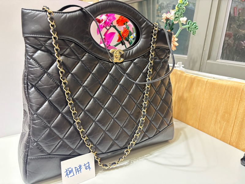 Chanel 香奈兒 晶片款 31bag 購物包 黑金 大號-1