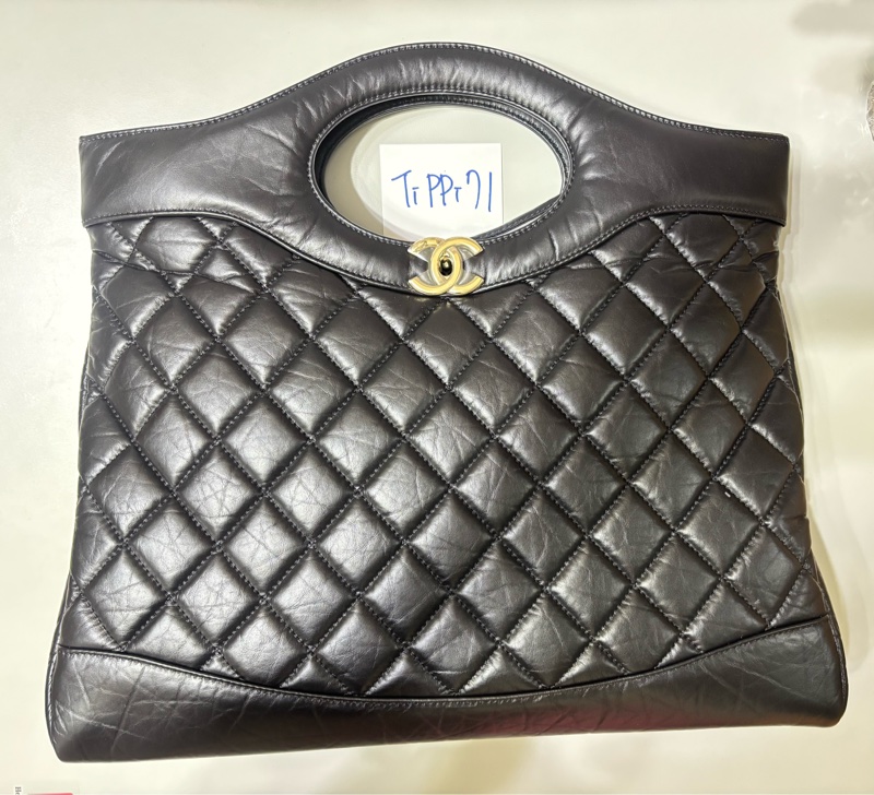 Chanel 香奈兒 晶片款 31bag 購物包 黑金 大號-2