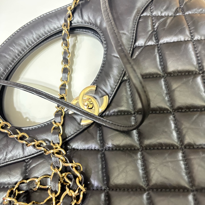 Chanel 香奈兒 晶片款 31bag 購物包 黑金 大號-4