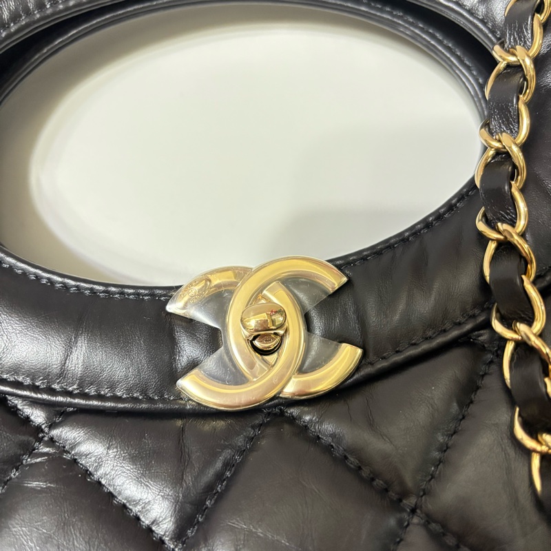 Chanel 香奈兒 晶片款 31bag 購物包 黑金 大號-9