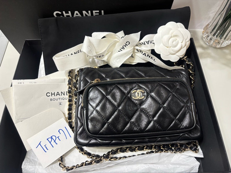 Chanel 香奈兒 晶片款  25c 黑金 相機包-0
