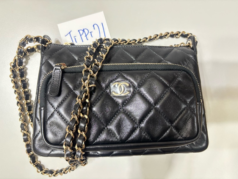 Chanel 香奈兒 晶片款  25c 黑金 相機包-2