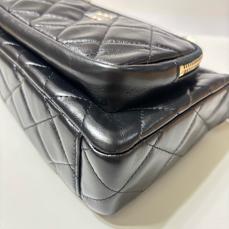 Chanel 香奈兒 晶片款  25c 黑金 相機包-5