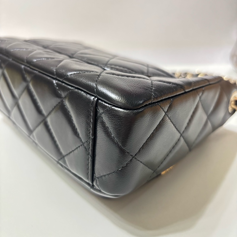 Chanel 香奈兒 晶片款  25c 黑金 相機包-7