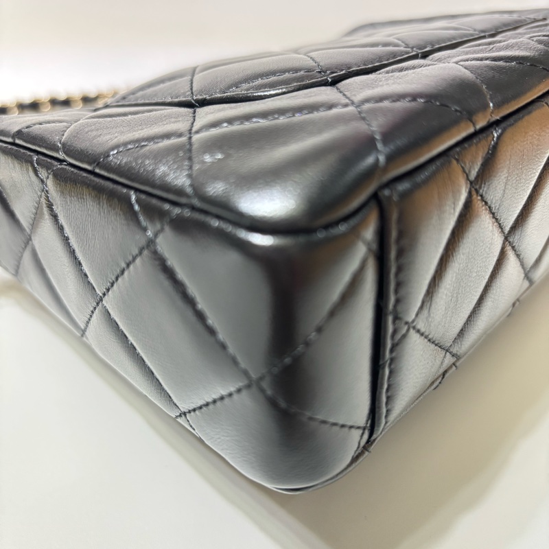 Chanel 香奈兒 晶片款  25c 黑金 相機包-8