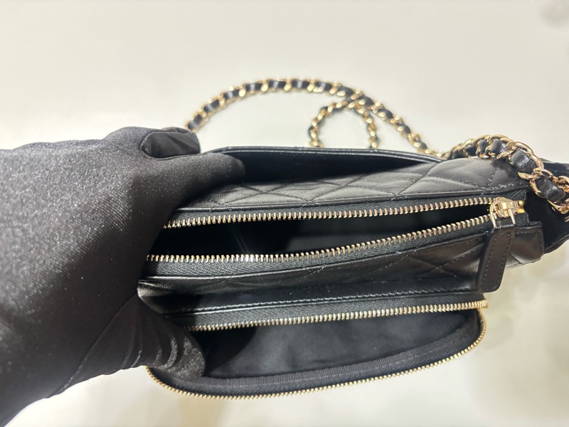 Chanel 香奈兒 晶片款  25c 黑金 相機包-9