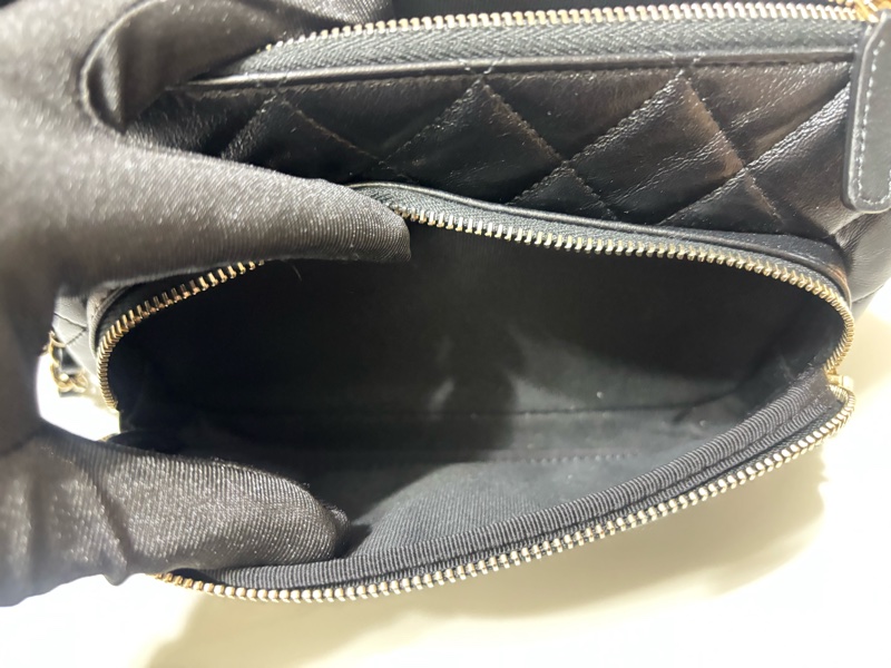 Chanel 香奈兒 晶片款  25c 黑金 相機包-11