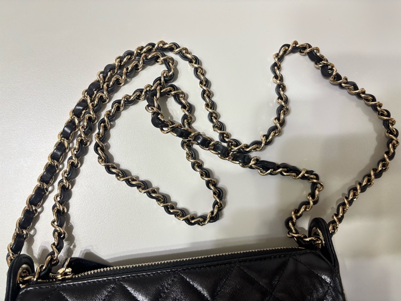 Chanel 香奈兒 晶片款  25c 黑金 相機包-15