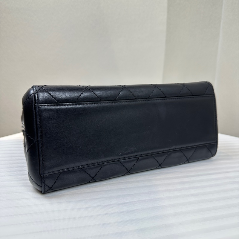 香奈兒/Chanel Vintage 中古菱格紋金扣黑色羊皮單肩包27x12x23cm-3