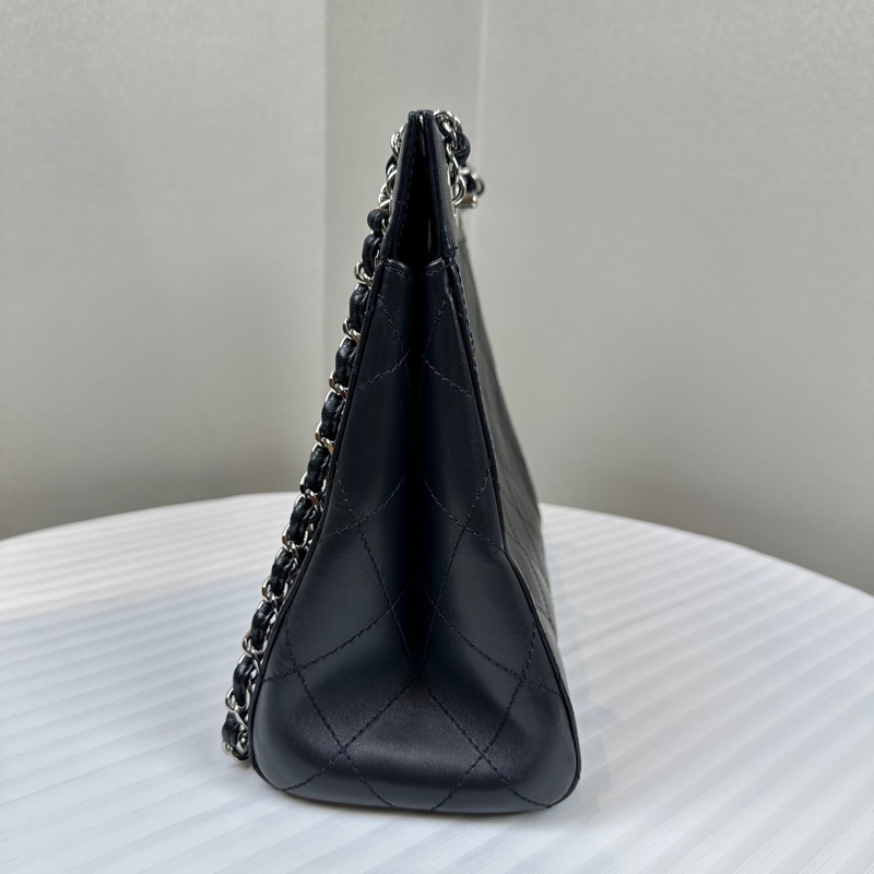 香奈兒/Chanel Vintage 中古菱格紋金扣黑色羊皮單肩包27x12x23cm-4