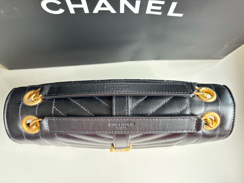 絕對正品 YSL 中款 信封包 ENVELOPE  學院包 ysl  黑金-5