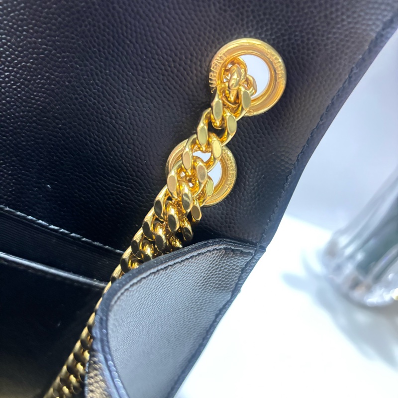 絕對正品 YSL 中款 信封包 ENVELOPE  學院包 ysl  黑金-11