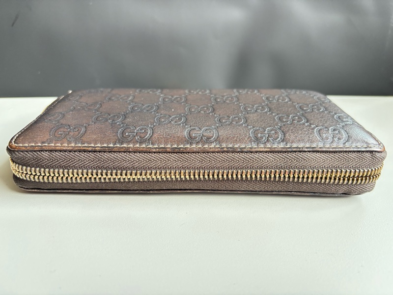 GUCCI 古馳 皮革竹節拉鏈長夾 發財包-2