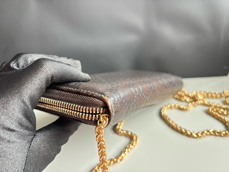 GUCCI 古馳 皮革竹節拉鏈長夾 發財包-12