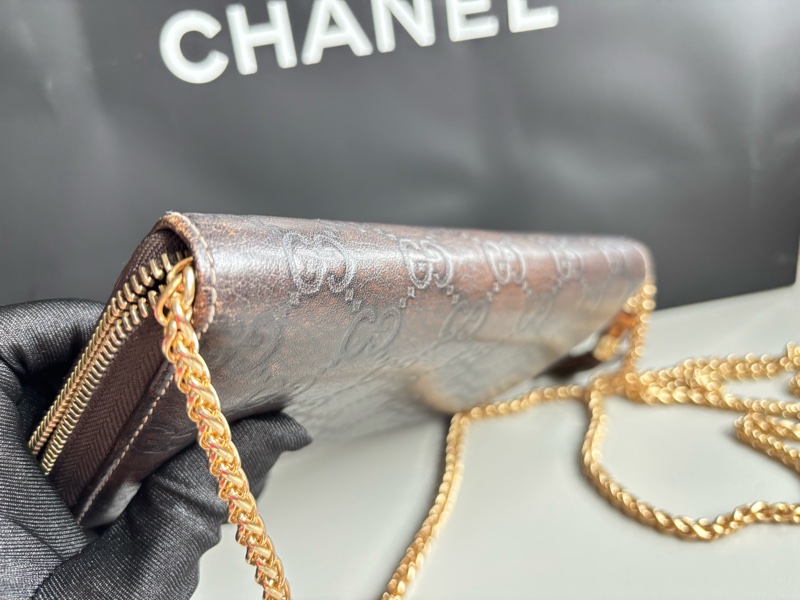 GUCCI 古馳 皮革竹節拉鏈長夾 發財包-13