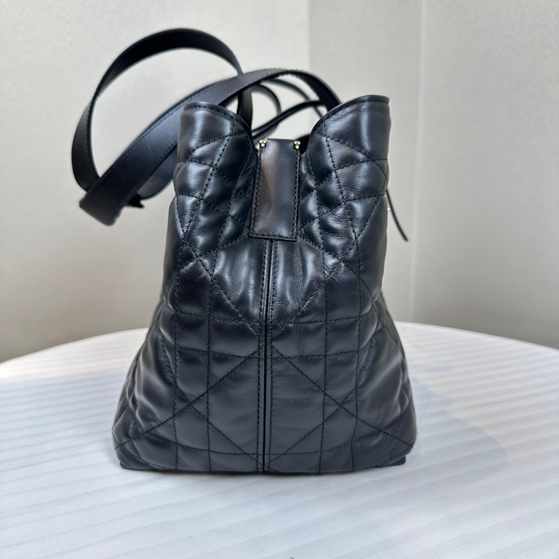 迪奥/Dior Toujours 中號金扣黑色牛皮革藤格纹托特包28.5x17x21.5cm-2