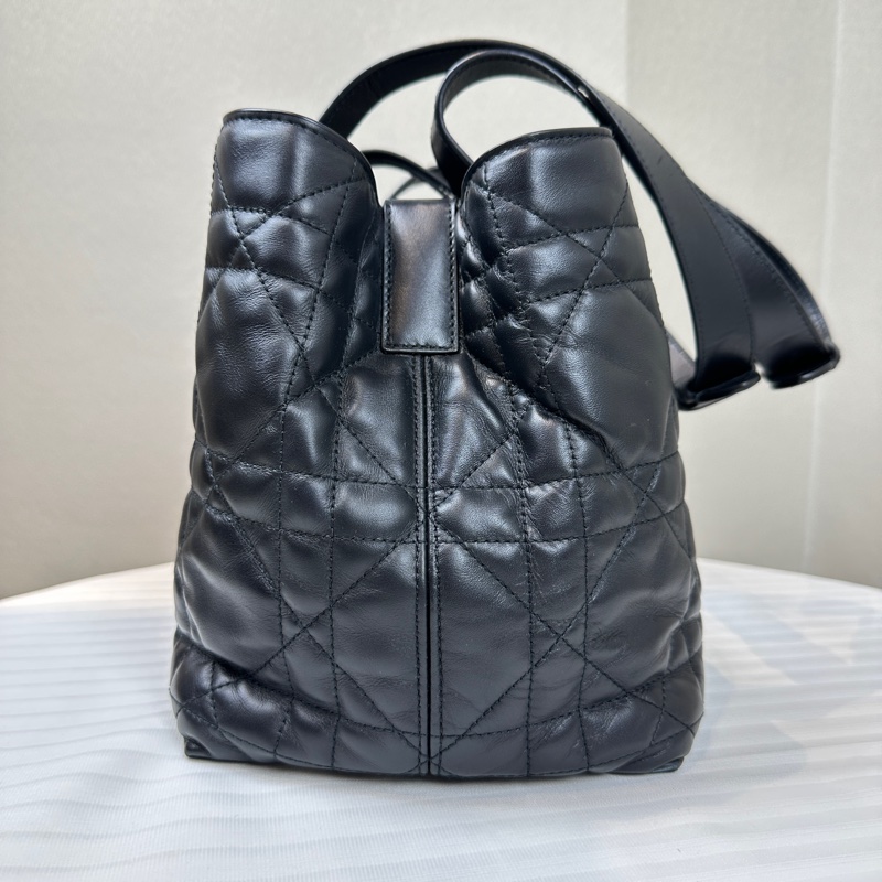 迪奥/Dior Toujours 中號金扣黑色牛皮革藤格纹托特包28.5x17x21.5cm-3