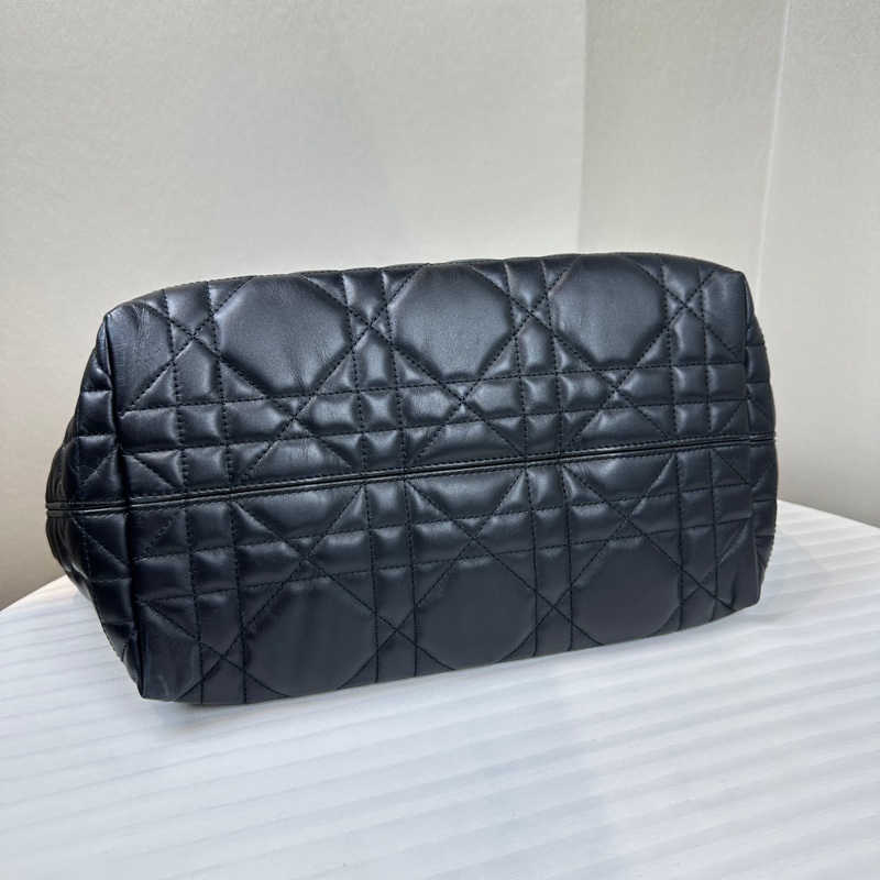 迪奥/Dior Toujours 中號金扣黑色牛皮革藤格纹托特包28.5x17x21.5cm-5