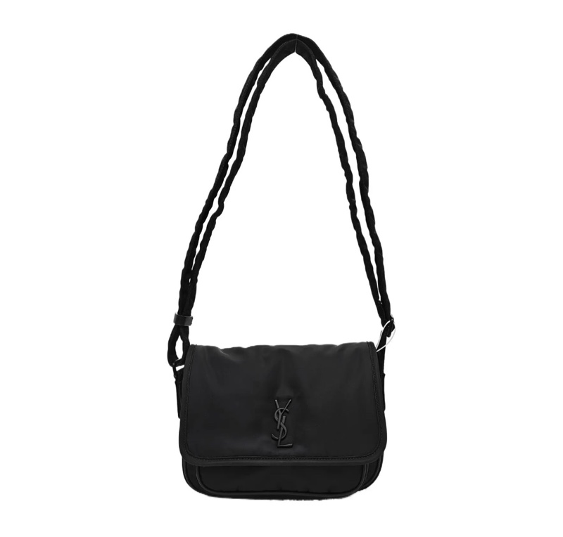 YSL聖羅蘭 黑色 尼龍niki郵差包小號斜挎包 底長約21-0