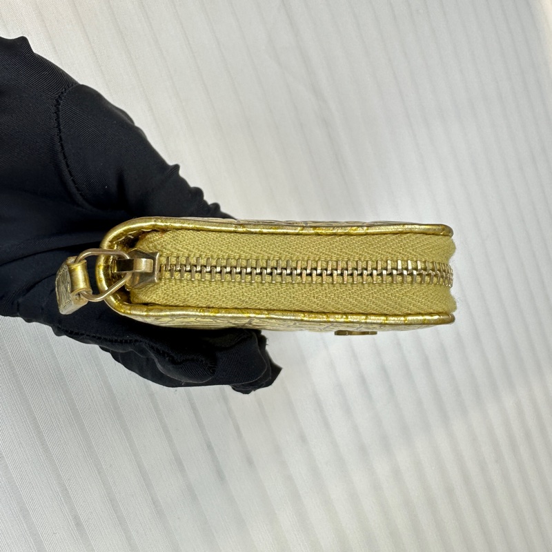 香奈兒/Chanel 古埃及系列 金色鱷魚紋牛皮錢包卡包11x7x2cm-6