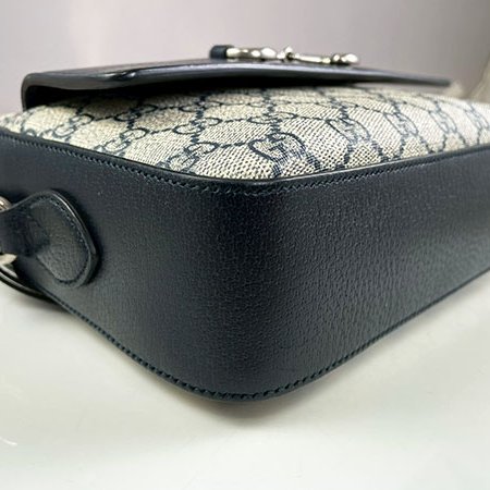 ＊奢華大道國際精品＊【G1815】GUCCI深藍色牛皮/PVC 1955馬銜鐵相機包 645454-4