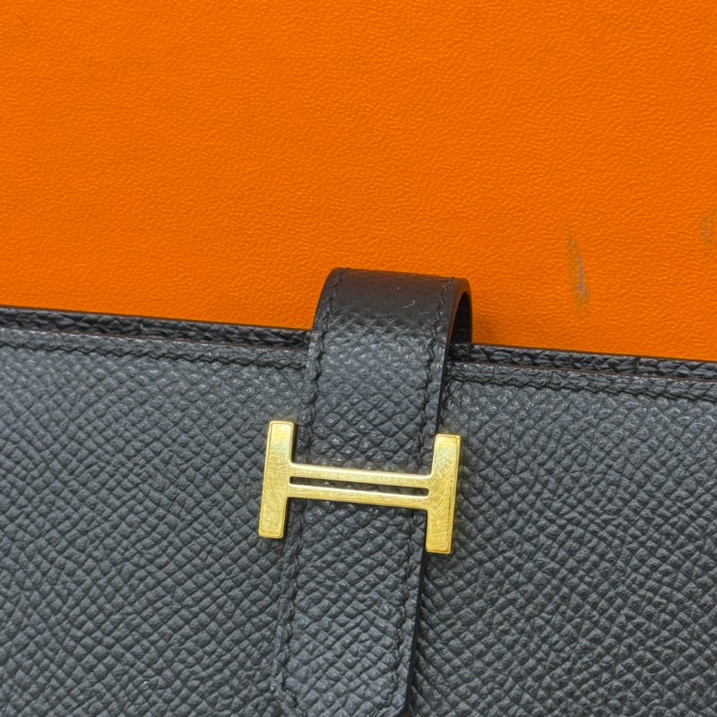 Hermes Bearn 黑銀長夾 D刻-4