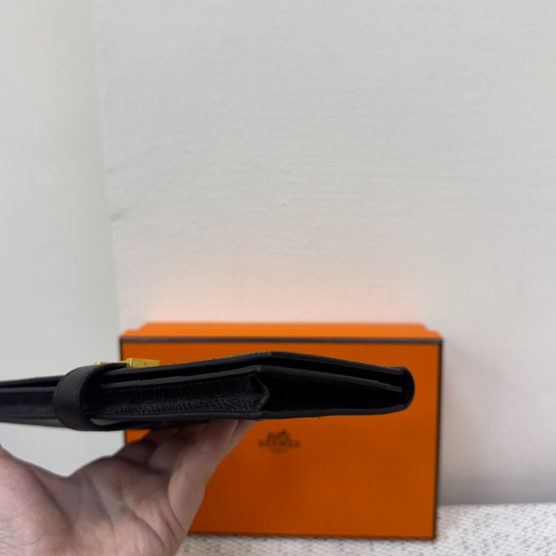 Hermes Bearn 黑銀長夾 D刻-7