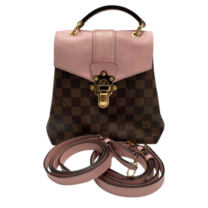 LOUIS VUITTON 路易威登 N42259 CLAPTON BACKPACK PVC帆布 老花 後背包 側背包 棕色/粉紅-0