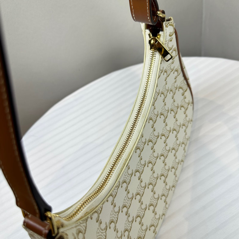 賽琳/Celine 中號Ava白色凱旋門老花碗豆腋下包24x8x17cm-2