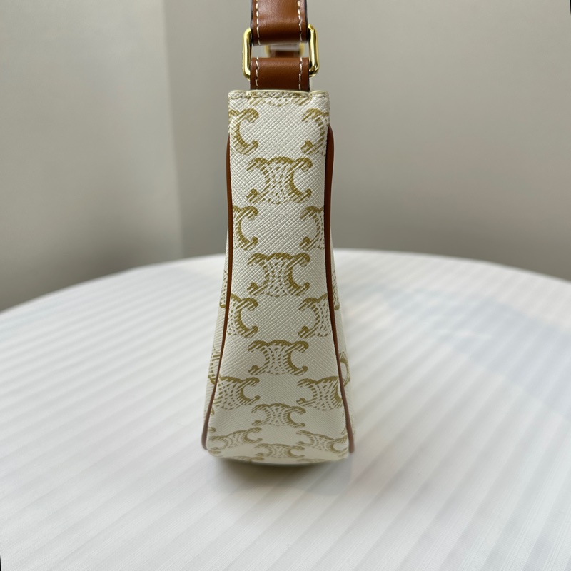 賽琳/Celine 中號Ava白色凱旋門老花碗豆腋下包24x8x17cm-5