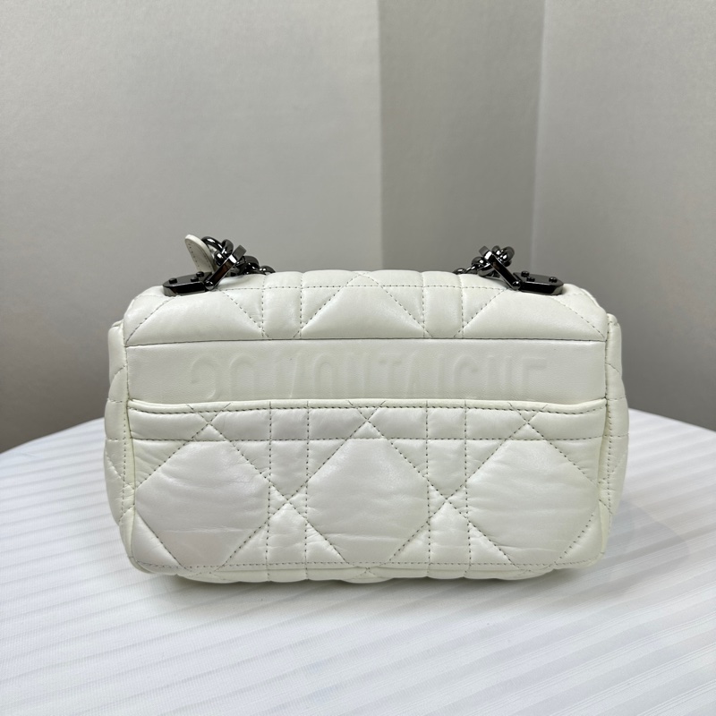 迪奧/Dior 小號Caro Bag銀扣白色軟牛皮單肩斜背包20x7x12cm-1