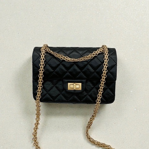 莉亞精品♡ Chanel AS0874 2.55 黑金 迷你20cm 二手