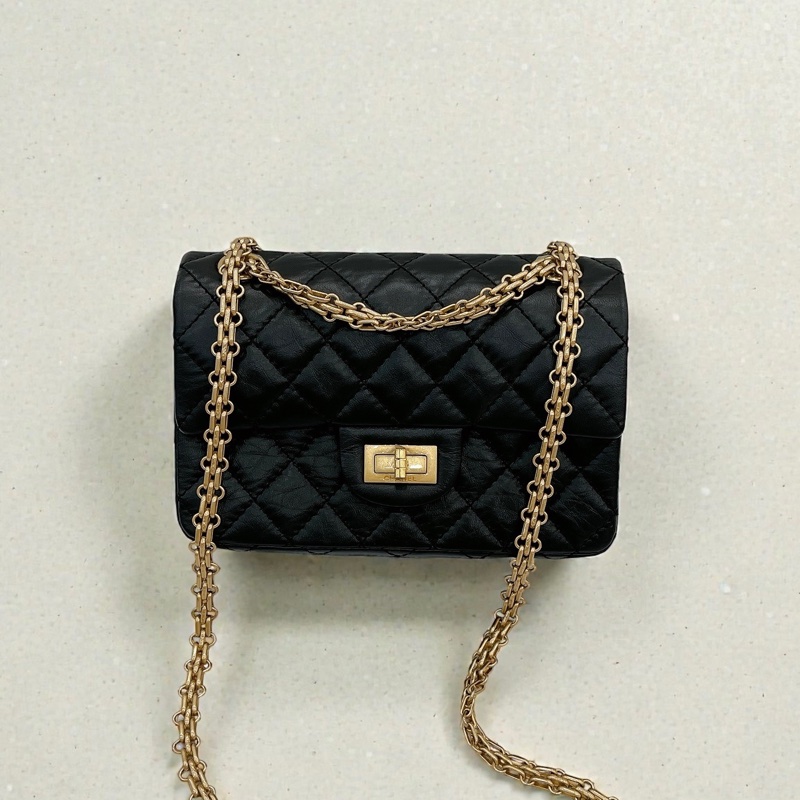 莉亞精品♡ Chanel AS0874 2.55 黑金 迷你20cm 二手-0