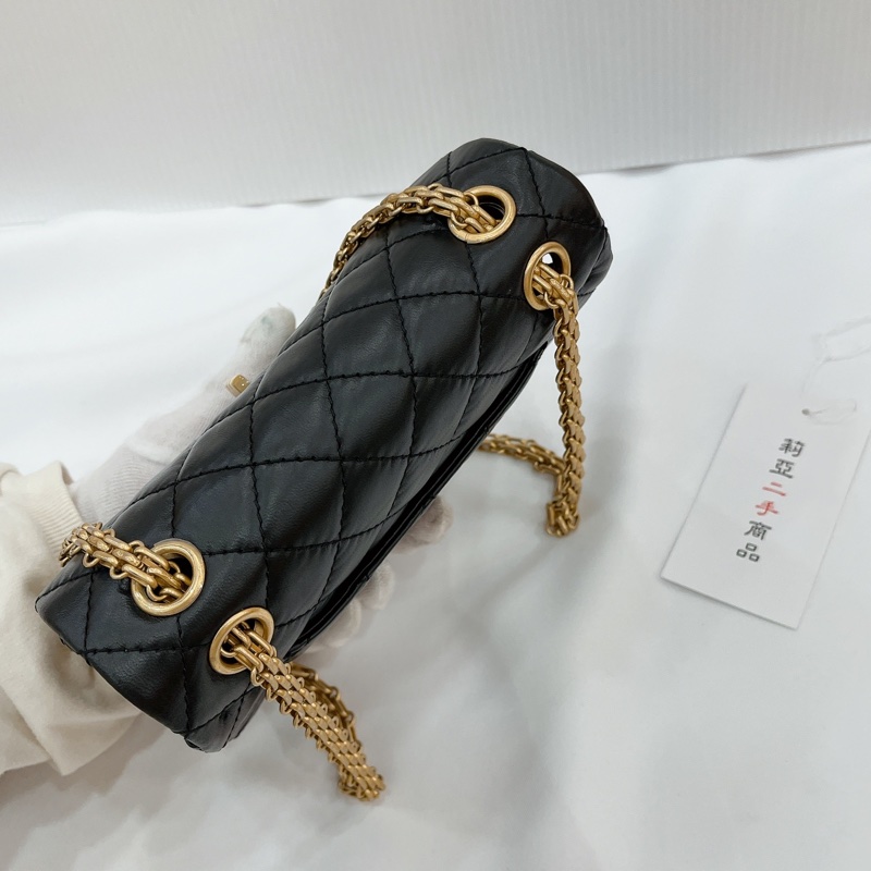 莉亞精品♡ Chanel AS0874 2.55 黑金 迷你20cm 二手-12