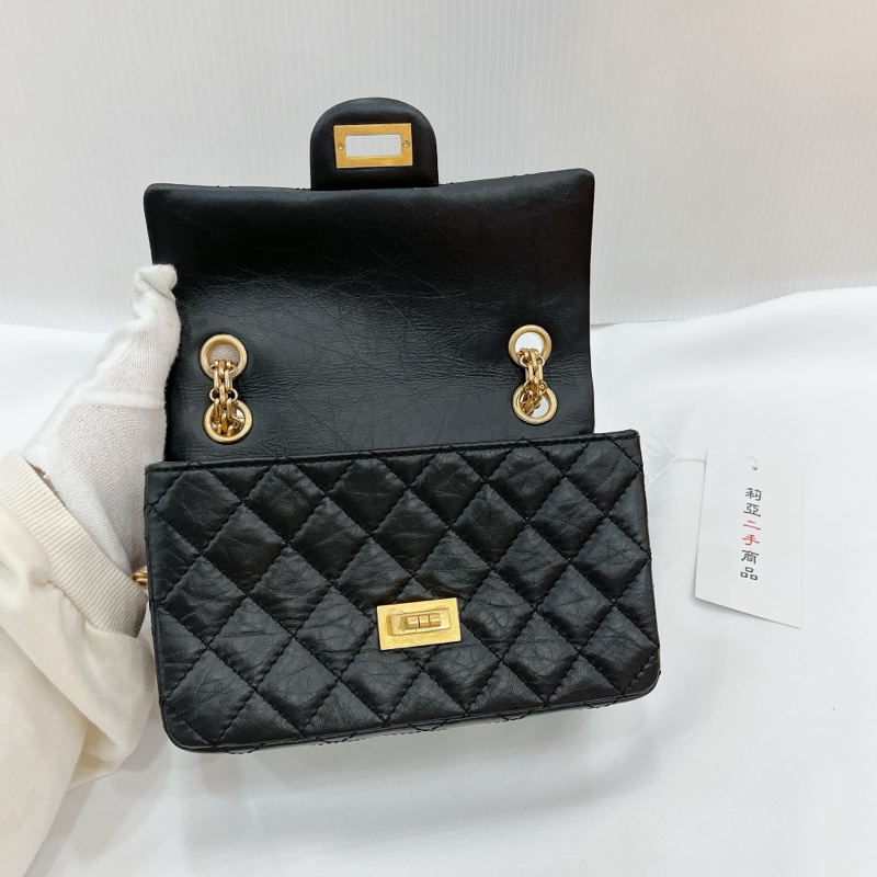 莉亞精品♡ Chanel AS0874 2.55 黑金 迷你20cm 二手-15