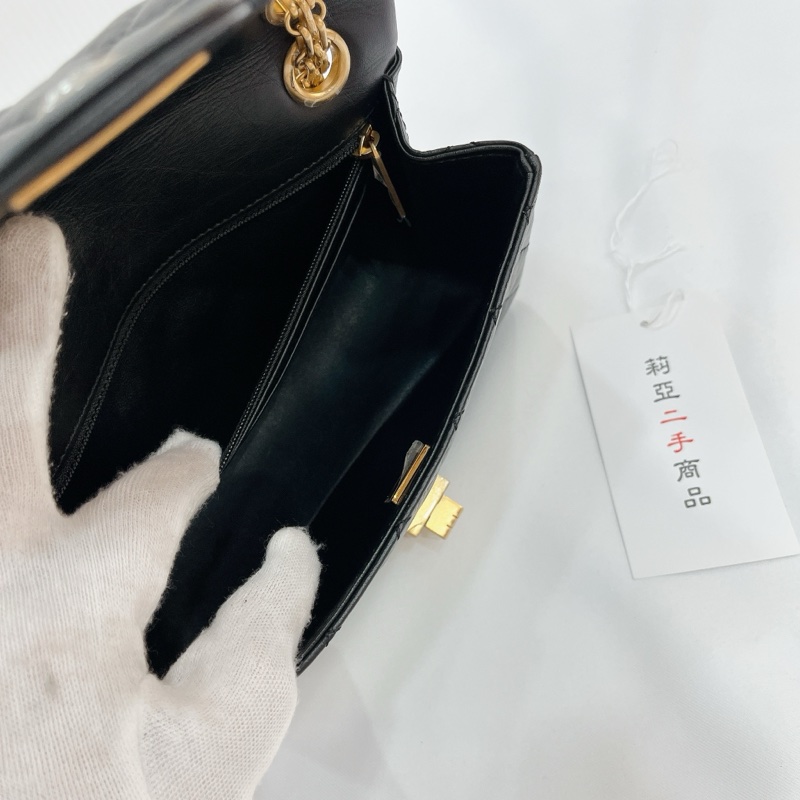 莉亞精品♡ Chanel AS0874 2.55 黑金 迷你20cm 二手-17