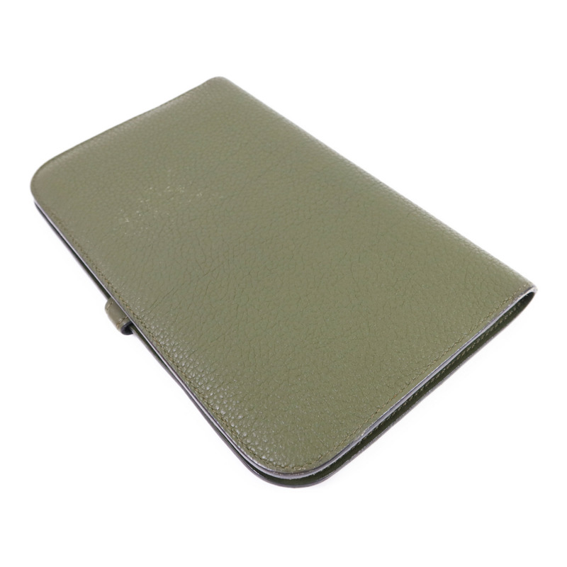 HERMES Togo皮革Dogon GM銀扣長錢包Vert Olive-3