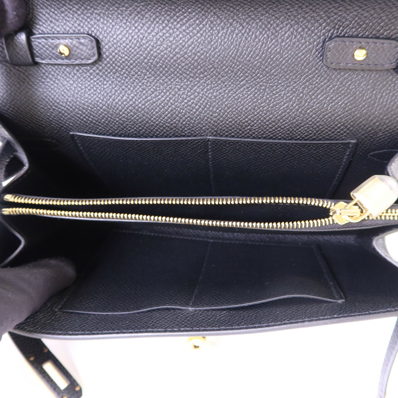 HERMES Epsom皮革Kelly To Go金扣肩背袋Noir-5