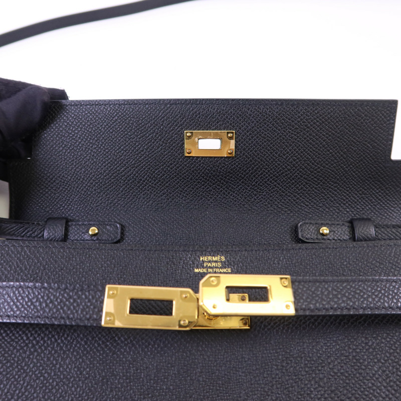 HERMES Epsom皮革Kelly To Go金扣肩背袋Noir-14